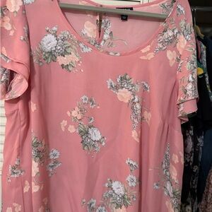 Torrid Pink Flutter Sleeve Blouse Relaxed Fit size 1